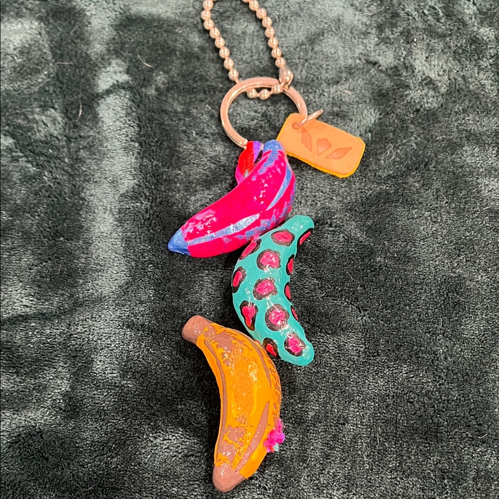 Consuela Multicolor Banana Charm Keychain - Pink, Teal, Orange